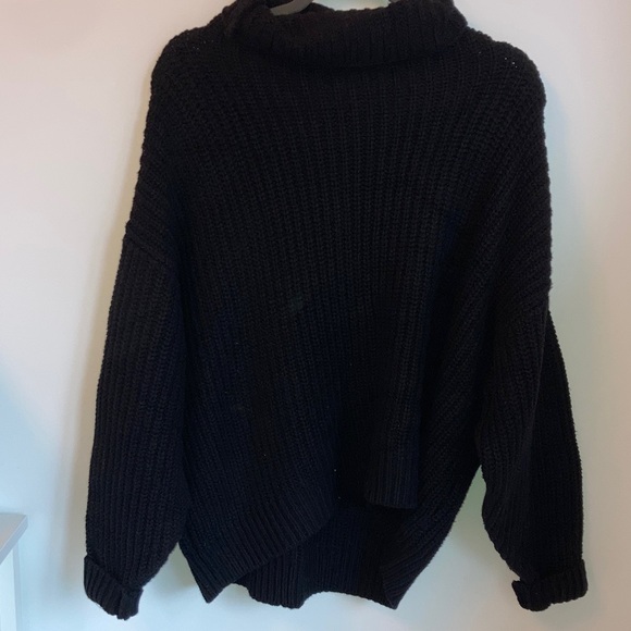 🆕 NWOT - Free People - Black Chunky Knit Turtleneck and Sweater - Picture 3 of 4